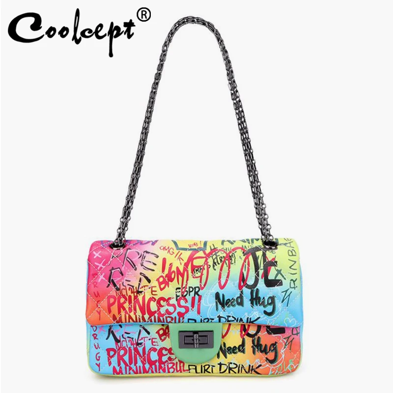 

Женская сумка через плечо Coolcept карамельного цвета, женская сумка через плечо с цепочкой и ромбовидной сеткой, Сумка с принтом в западном сти...