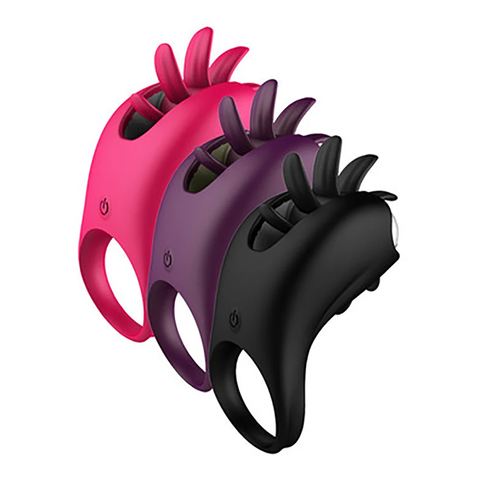 Секс игрушки для женщин вибрирующее кольцо пениса вращающийся волшебный язык