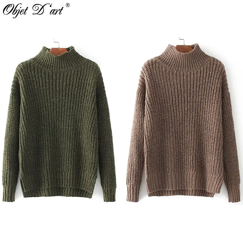 Keep Warm Women knitted Sweater Blouse Top Full Sleeves Pullover Turtleneck Plus Size Solid Color Winter | Женская одежда