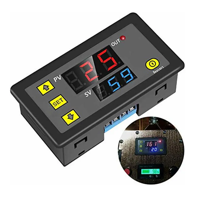 

Timer Relay DC 12V 20A Programmable Digital Time Cycle Delay Switch Module 1500W 220V 110V ON-OFF Control 0-999 Second Min Hour
