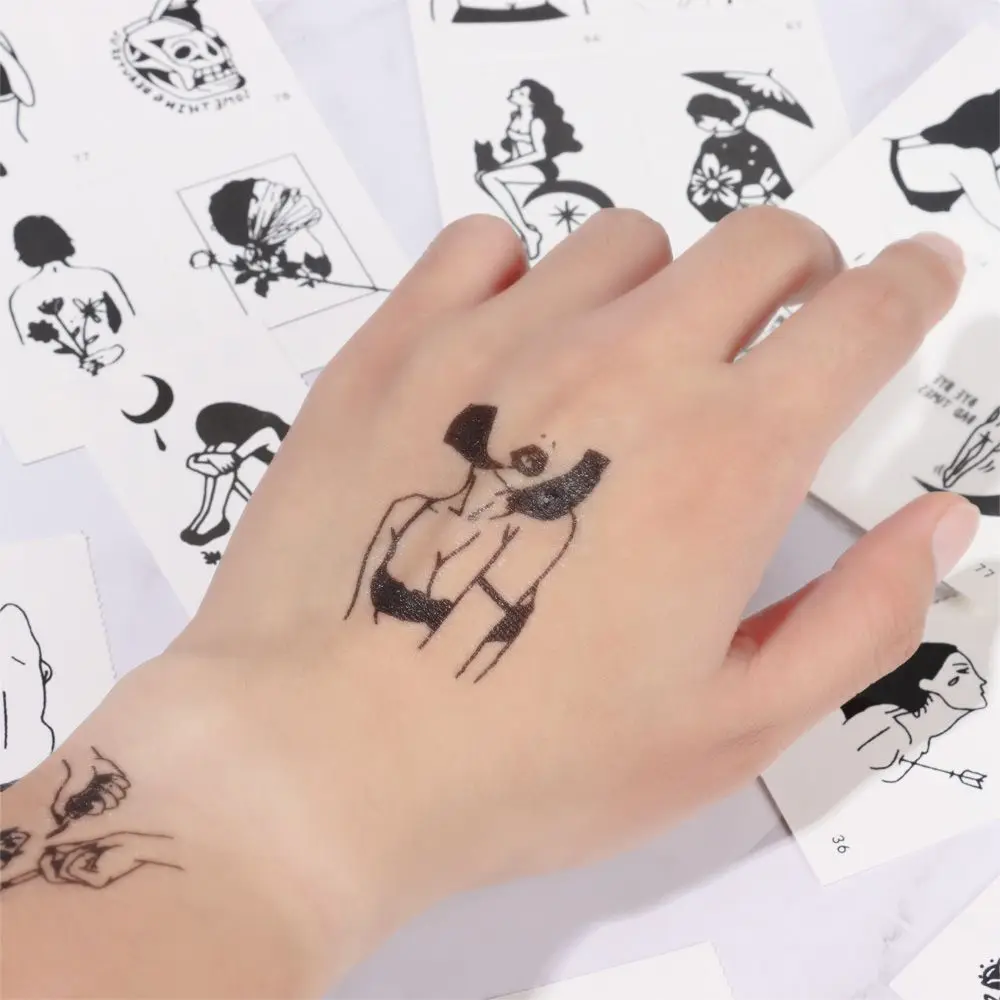 100 наборов наклеек на татуировки временного действия разных стилей для мужчин и женщин, водонепроницаемые, украшение тела для пар.