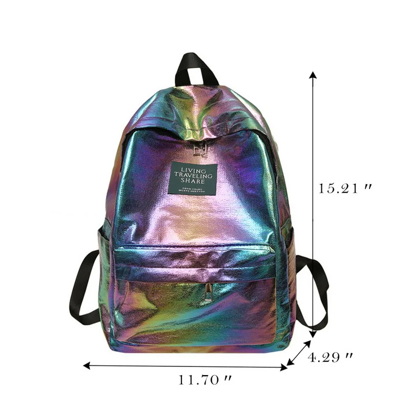 Голографические женские рюкзаки градиентного цвета школьные сумки для