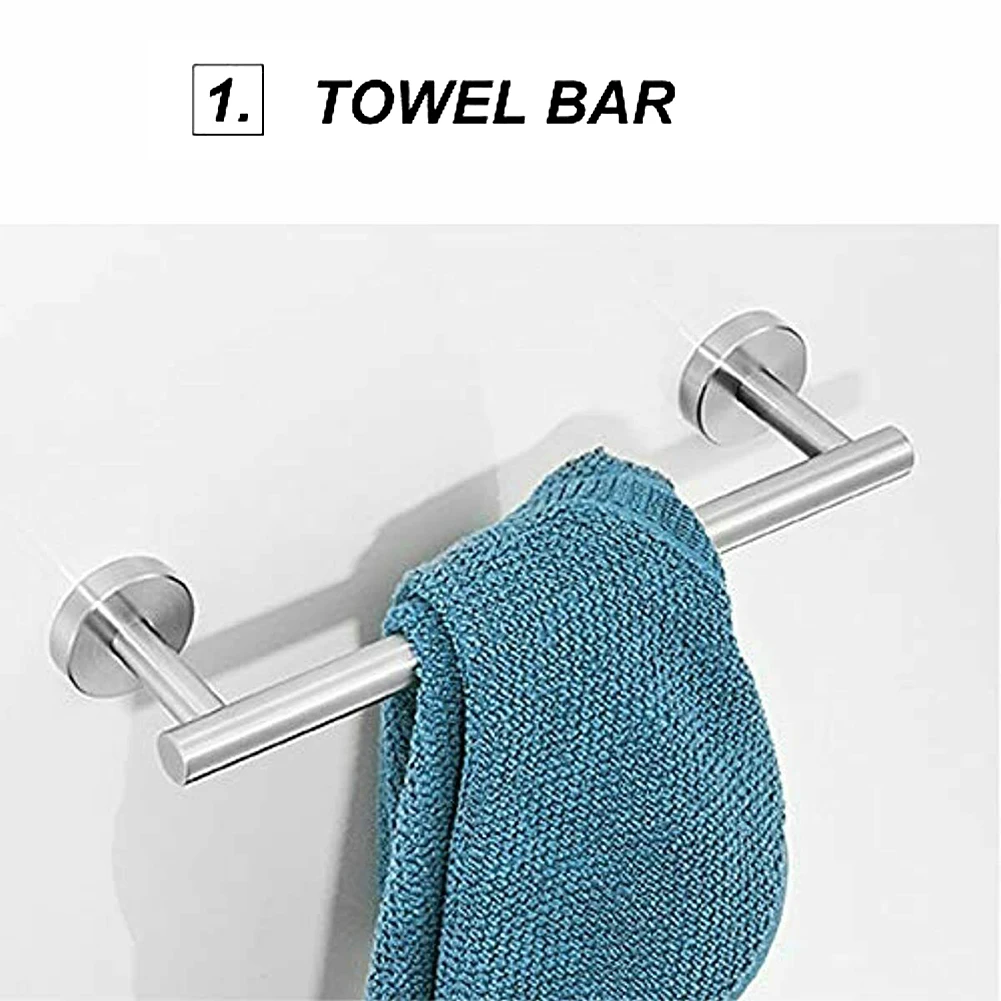 

Easy Install Wall Mounted Kitchen Stainless Steel Rustproof Towel Bar Multifunction Brushed Hotel Bathroom Hardware Set Modern