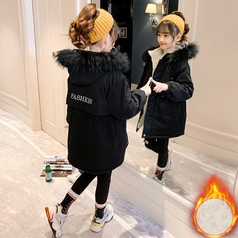 

Kids Girl Jackets Winter Warm Coat Children Hooded Outerwear Clothing Teenage Girls Clothes Russian Winter Children Parkas 4-14Y