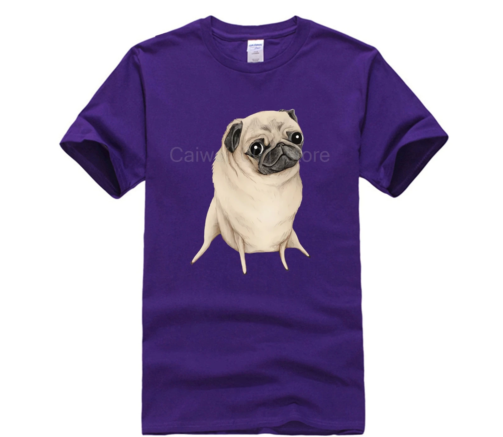 

100% Cotton New fashion Summer Men's Casual Print T Shirt Fashion sweet fawn pug short sleeve tshirt men
