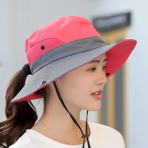 Imported 2022 Women's Bucket Hat Panama Fashion Sun Visor Breathable Fisherman Protection Hat Ponytail Cap Su