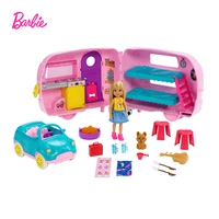barbie club chelsea camper playset with puppy car accessories transforming camper super adventure doll toys for children fxg90