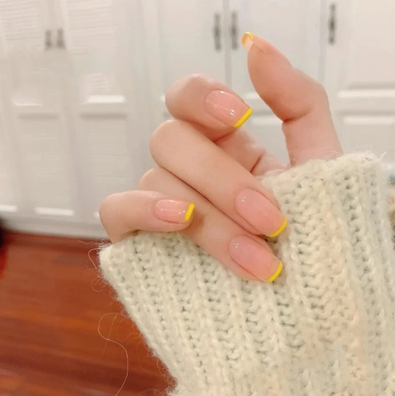 24 шт./кор. Французский Простой одежда накладные ногти Пресс на готовых патч