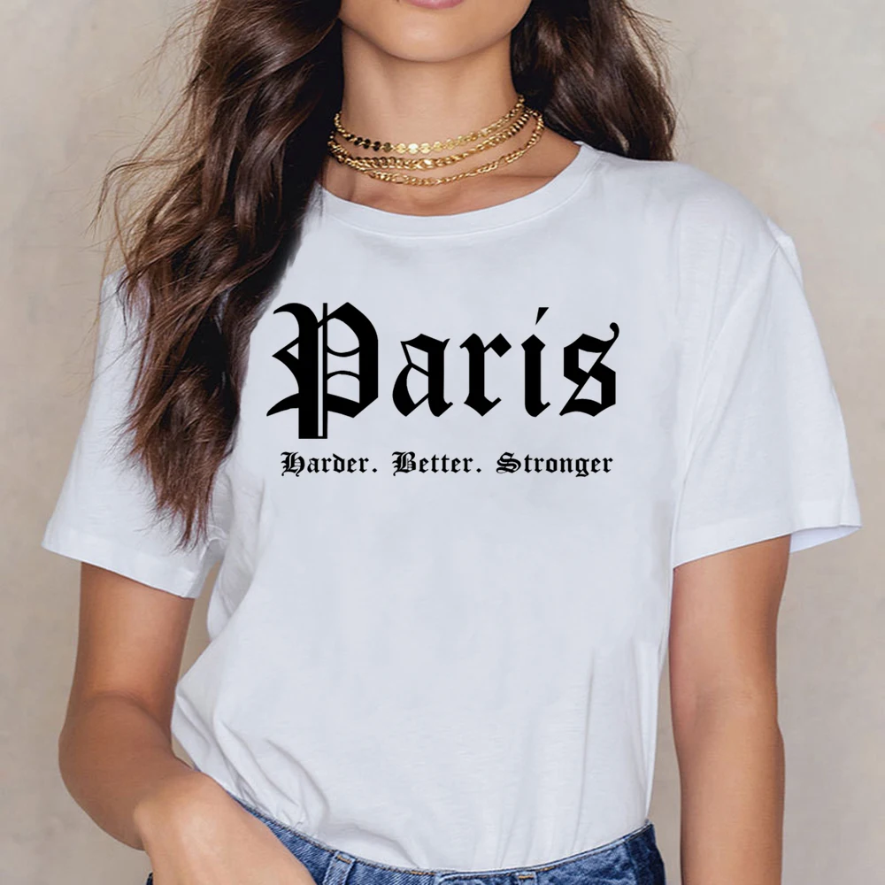 

Женская футболка с надписью «Paris», короткая женская футболка с рукавом 34