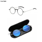 Тонкие очки для чтения, портативные карманные очки для дальнозоркости, очки с защитой от синего света, очки с чехлом и круглой оправой + 2
