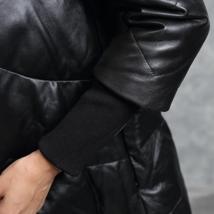 

women's 2020 genuine sheepskin leather down cape coat a-line with a fox fur hooded ladies big plus size outerwear black xxxl 3xl