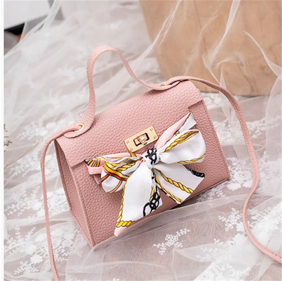 

Litchi Pattern Bag Scarves Decorated Shoulder Bag Platinum Messenger Bag Womans Cell Phone Storage Bag