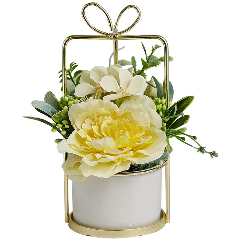 

B-LIFE Silk Artificial Flowers in Pot Butterfly Orchid Bonsai with Ceramic Vase Vivid Arrangement Phalaenopsis Fake Flowers