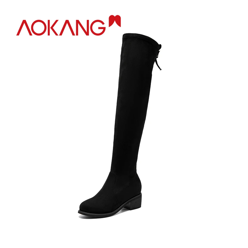 AOKANG/сапоги сезон осень зима коллекция 2019 года стрейчевая обувь женские ботфорты