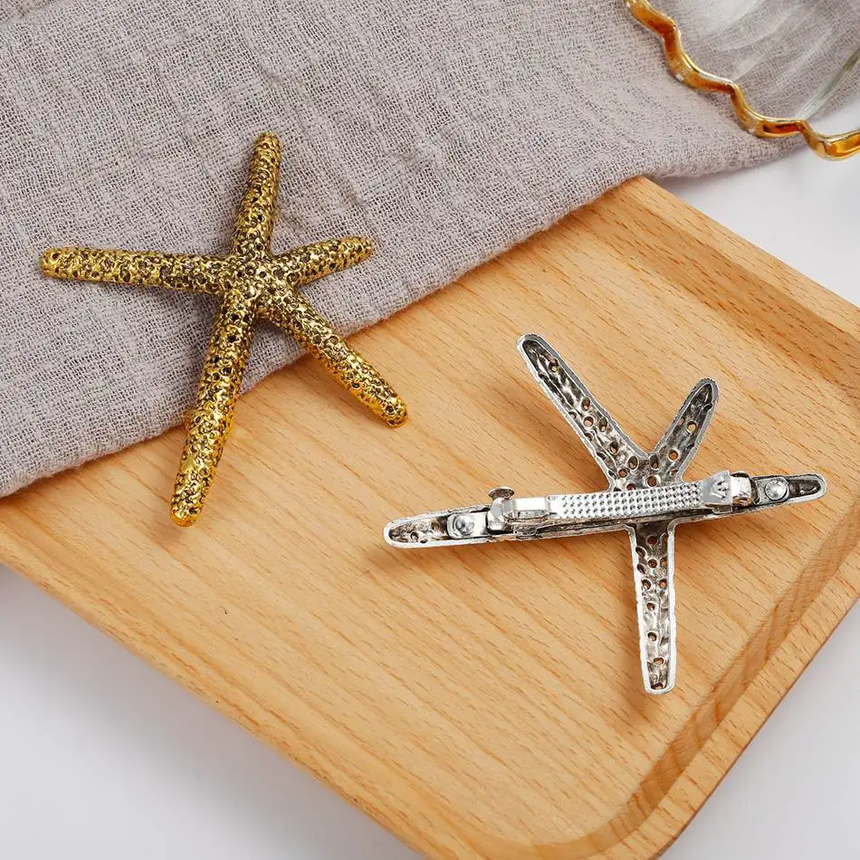 Подходящие правильные ювелирные изделия для волос, Большая Морская звезда, заколка для волос/заколка, золото, серебро, металлическая шпилька, стильные аксессуары для волос SP788