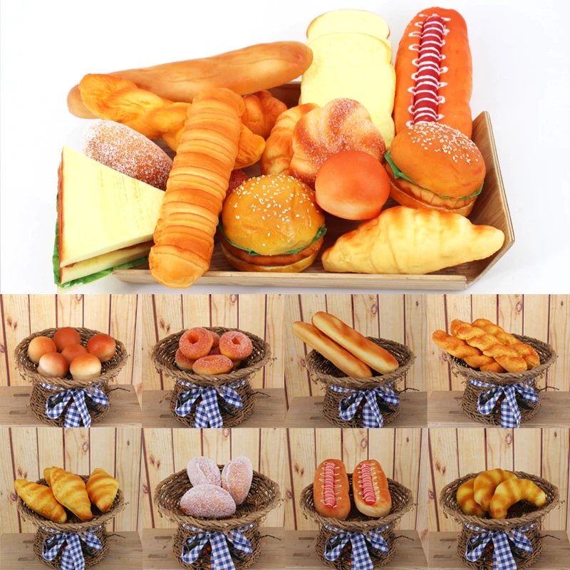 

Artificial Bread Model Simulation Doughnut Bread Ornaments Cake Shop Window Display Photography Props Table Decor Kids Toy