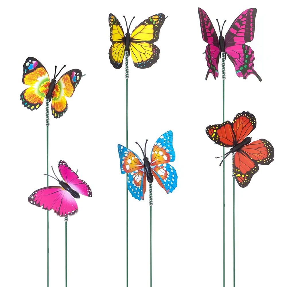 

50 Pieces Garden Butterflies Stakes Colourful Stakes Garden Ornaments Yard Patio Plant