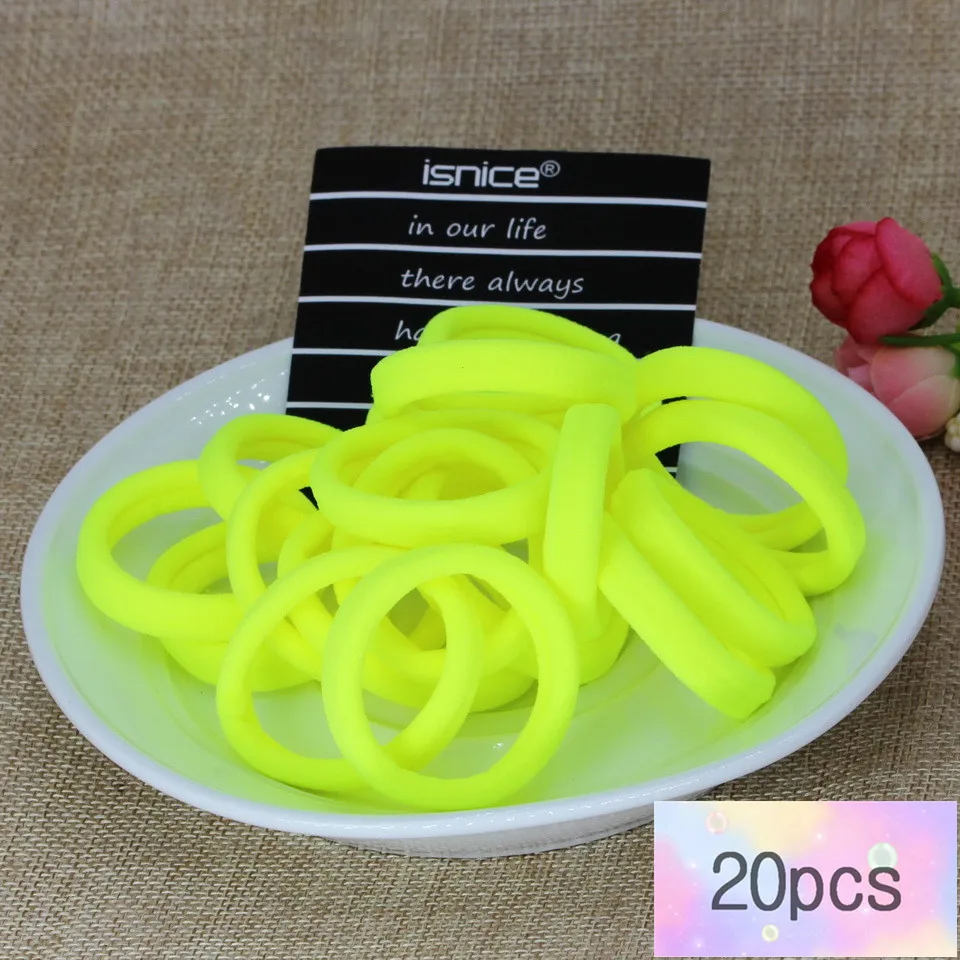 Yellow 20pcs Женские украшения, головной убор, резинки для волос, резинки для волос для девушек, аксессуары для волос для женщин, резинки для волос, резинки - Цвет: Yellow 20pcs