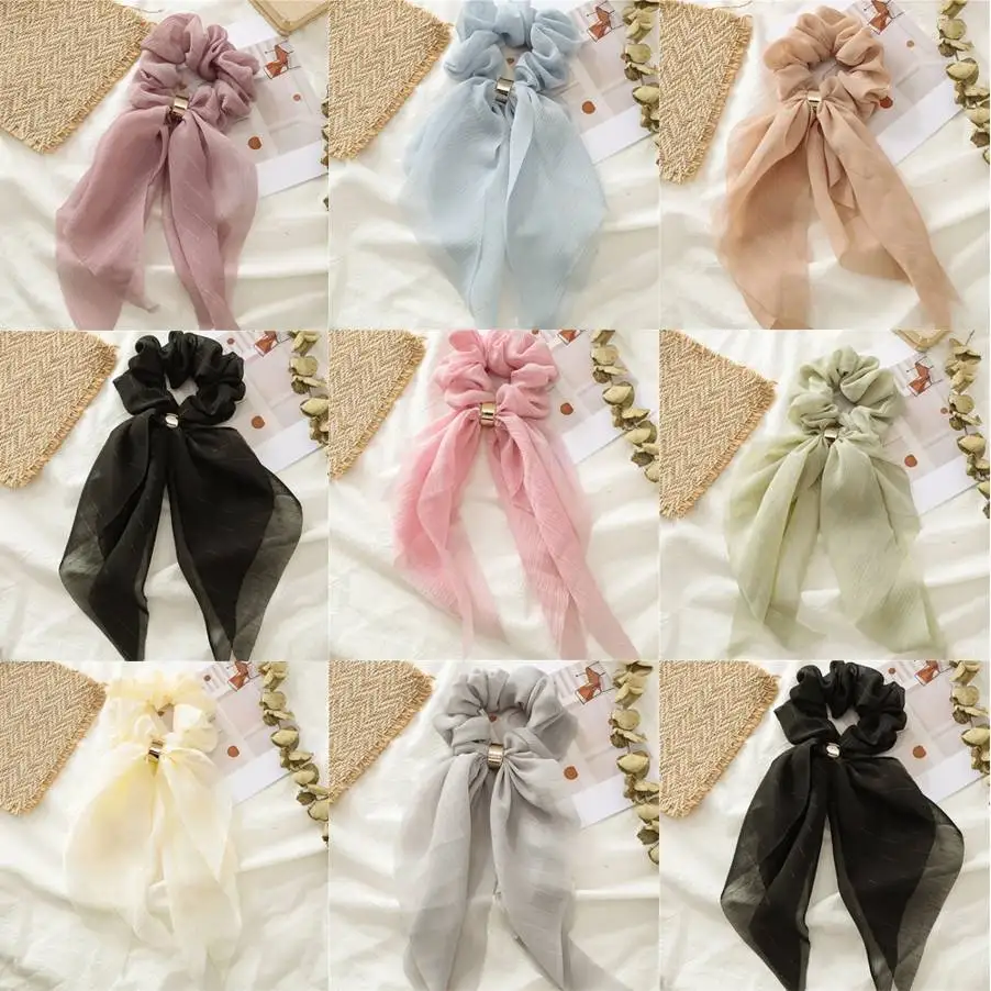 Резинка для волос женская двухслойная шифоновая с бантом |