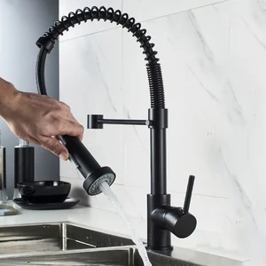 matte black kitchen faucet deck mounted mixer tap 360 degree rotation stream sprayer nozzle kitchen sink hot cold taps free global shipping