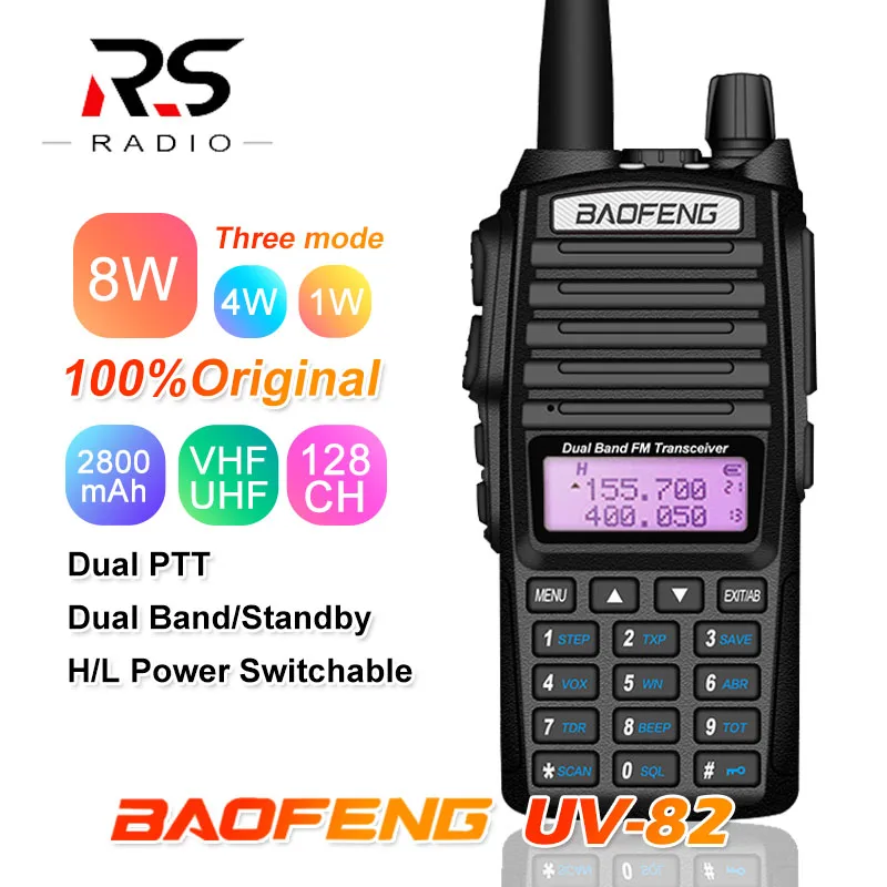 8 Вт BAOFENG UV-82 рация VHF UHF морской Ham CB радиоприемник сканер UV 82 PMR 446 охотничий двухсторонний радиоприемник VOX UV-82HP