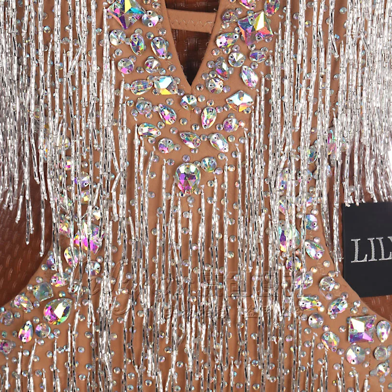 New Professional Latin Dress luxury High-end tassel diamonds Latin Dance Dress girl Latin Skirt Latin Dance Costume Dance Dress