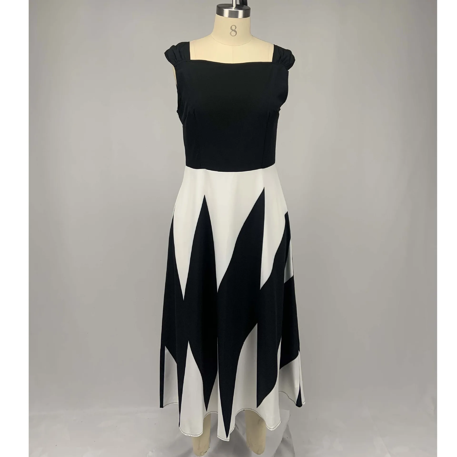 Летнее платье 2021 Женская обувь в винтажном стиле с геометрическим принтом