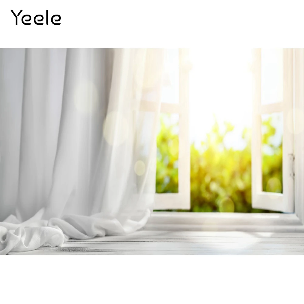 Фоны для фотосъемки Yeele с изображением белого дома занавеса окна солнечного