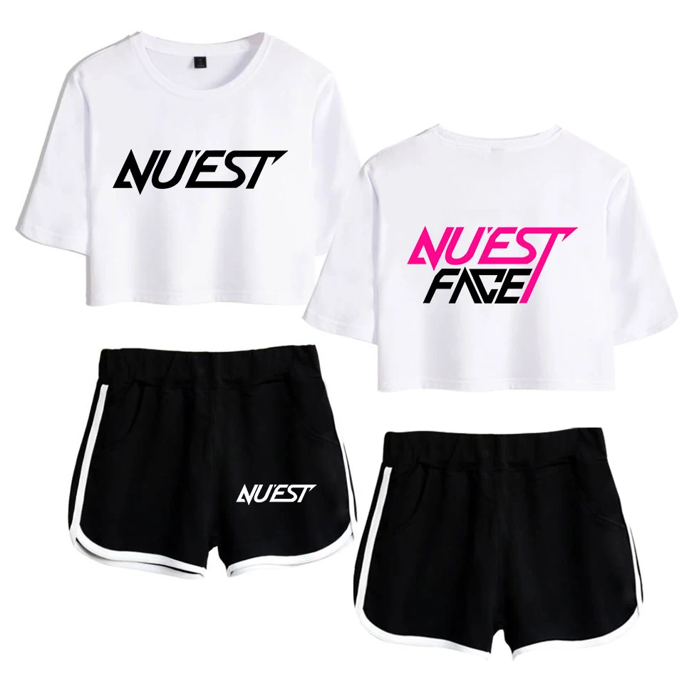 

New NU'EST Album The 8th Mini Album 'The Nocturne' 2020 Print Women Two Piece Set Shorts+lovely T-shirt Harajuku Clothes