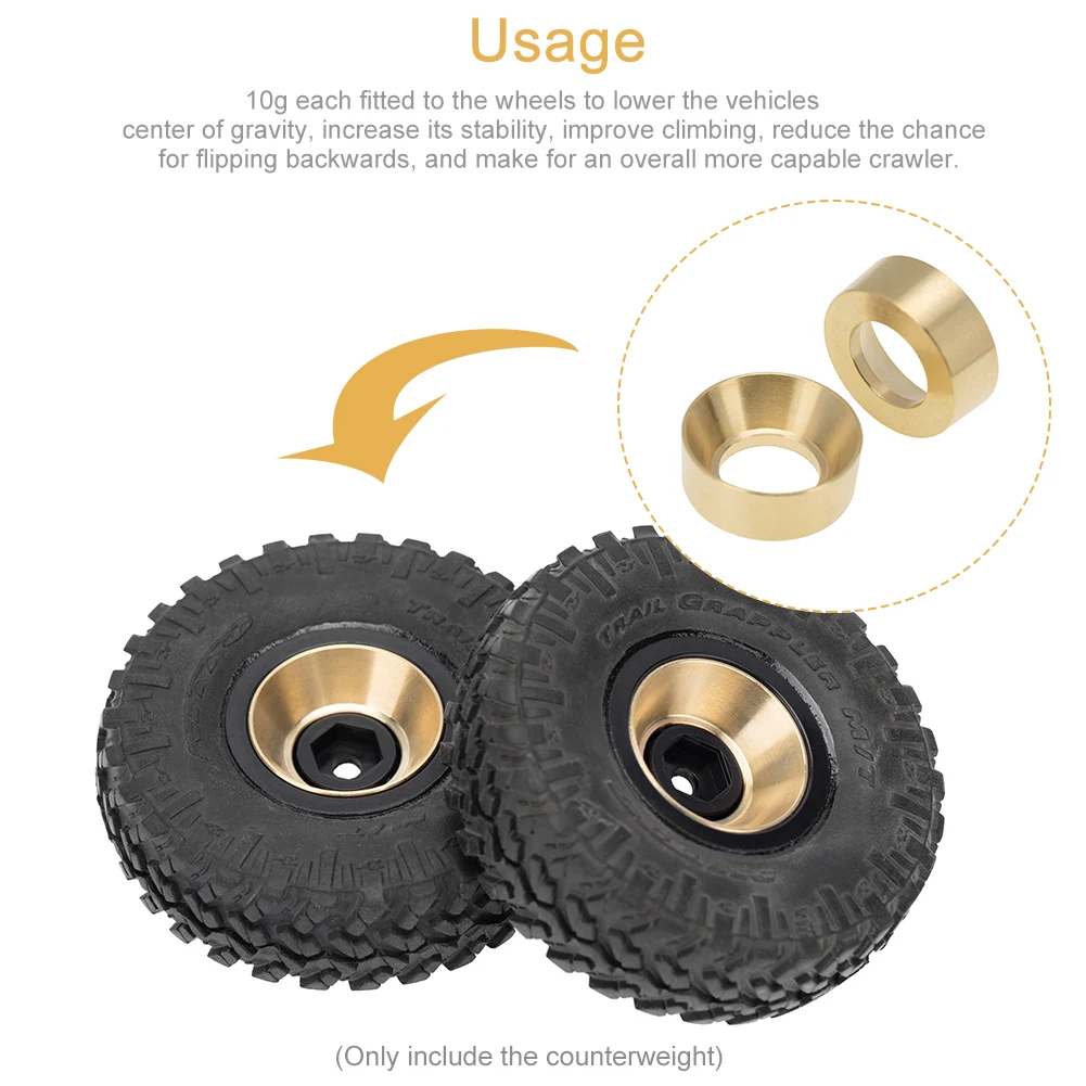 

4pcs Wheel Hub Heavy Duty 40g Accessories Counterweight Brass Durable Upgrade Replacement For Axial SCX24 90081 1/24 RC Crawler