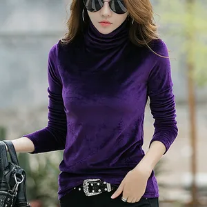 Водолазка женская зимняя, с длинным рукавом и бархатным воротником, Осень-зима, 4XL, размера плюс