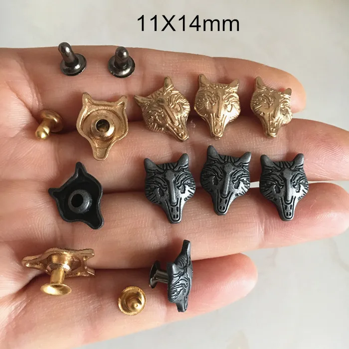 Новое поступление! Золотые лисички заклепки, 11*14 мм модные DIY металлические заклепки Шпильки, кожаные поделки, ботинки, ремень, сумки, шляпа украшения 100 набор