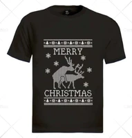summer fashion design round neck clothing short sleeve tops reindeer humping ugly christmas sweater t shirt