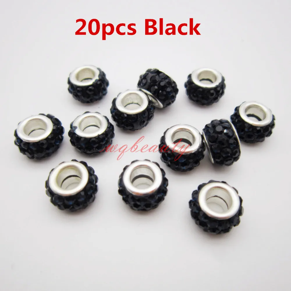 20pcs Black 20 шт./упак. разные цвета Стразы, подвязанные лентой, с объемной волной, дредлоки, для увеличения объема, бусины кольца трубки для волос Средства для укладки волос - Цвет: 20pcs Black