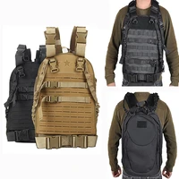 outdoor adjustable 2 in 1sport backpack military tactical vest airsoft paintball protective molle plate carrier hunting equipmet