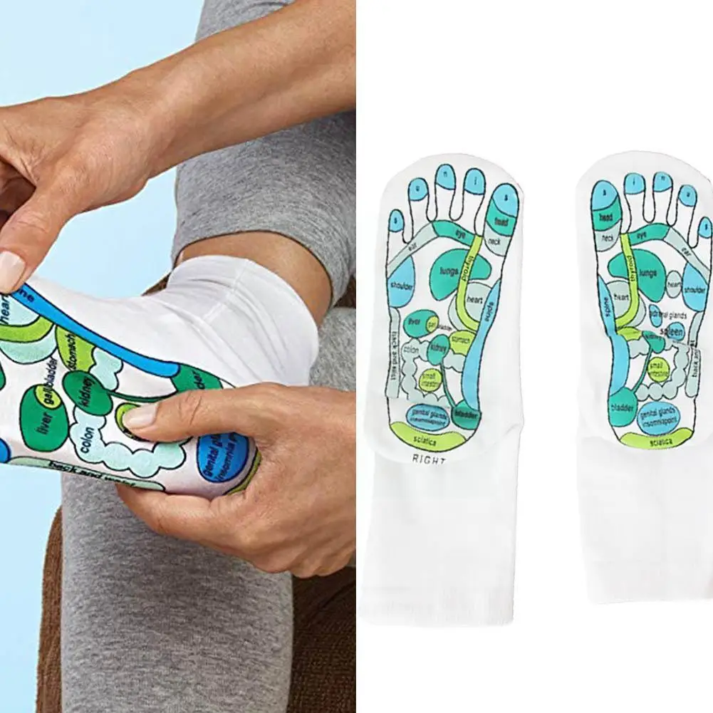 

1pair Graphic Socks At Acupoints Physiotherapy Massage Tired Feet Relieves Reflexology Socks Hot Green Socks