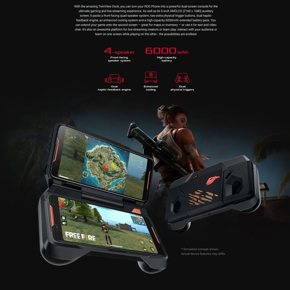 ASUS игровой телефон ROG Phone ZS600KL 6 дюймов Bluetooth 5,0 2160*1080 Мобильный телефон Смартфон