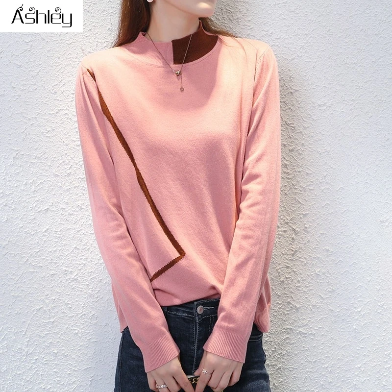 

Ashley Leisure shoulder pad Sweatshirt women's hoodies Long sleeve crew neck pullover High street fashion white sweat-shirt