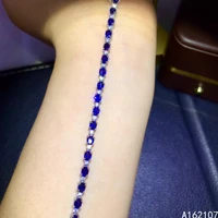 fine jewelry 925 pure silver chinese style natural sapphire girl luxury fashion simple gemstone hand chain bracelet support dete
