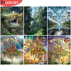 Картина по номерам HUACAN, уникальный подарок с изображением замка, ручная роспись по номерам, для украшения детской комнаты