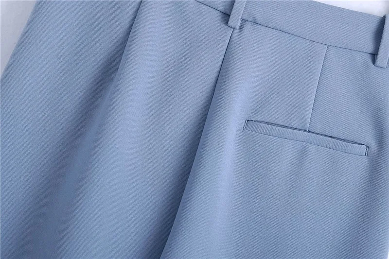 

Female Trousers Mujer Women Chic Fashion Side Pockets Darted Pants Vintage High Waist Zipper Fly