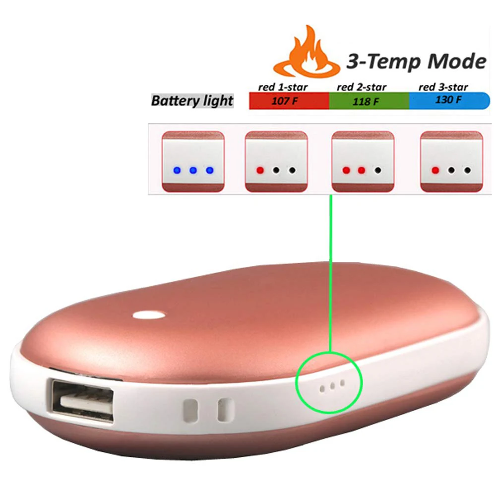 USB Перезаряжаемые грелка для рук и 5200ma Мощность Power Bank 5V Мини Портативный