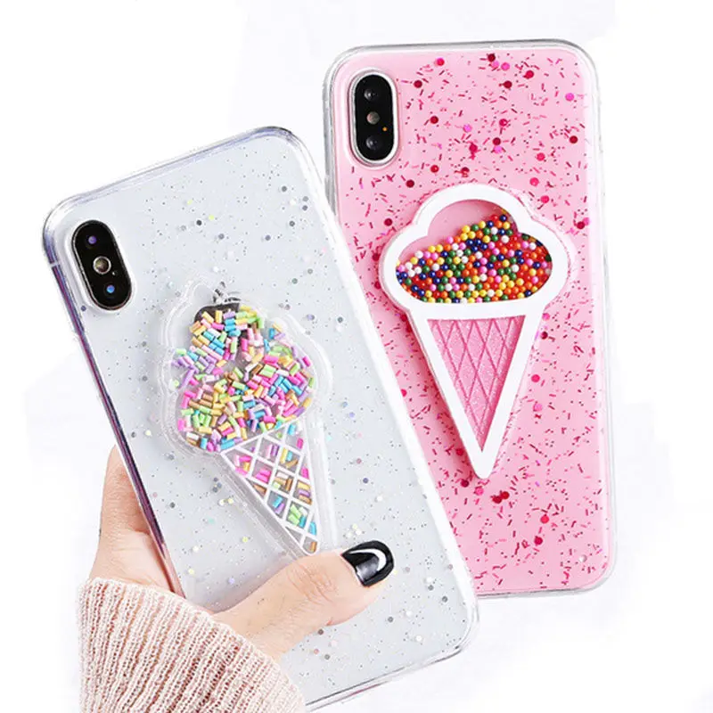 Милый розовый 3D динамический чехол для телефона с мороженым Iphone 6 6S 7 8 Plus