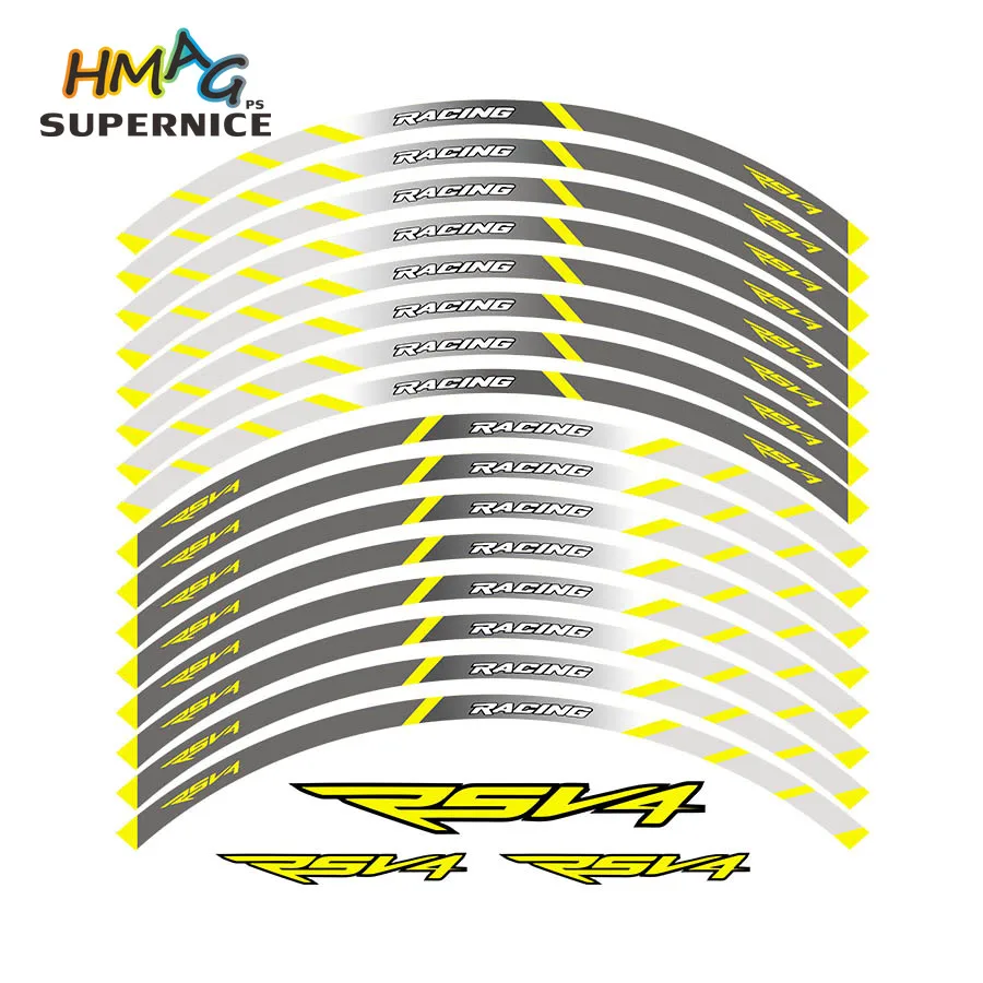 

New high quality 16 Pcs Fit Motorcycle Wheel Sticker stripe Reflective Rim For Aprilia RSV4 R/RR RSV4 RF RSV4 RFW