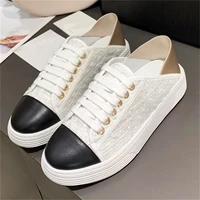 spring summer new style womens thick soled canvas shoes fashion casual all match flat bottom sports half slippers women