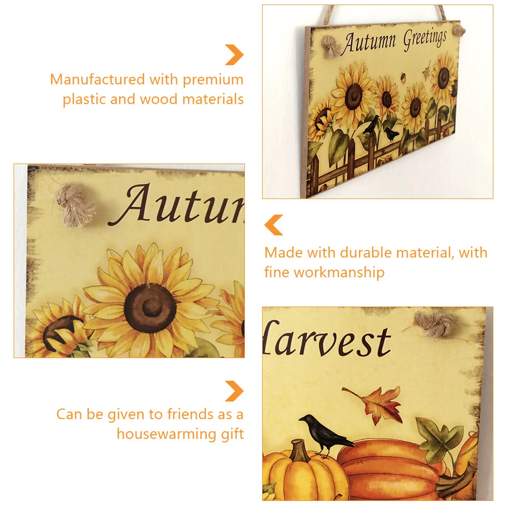 

2Pcs Thanksgiving Day Hanging Sign Wooden Plaque Party Decoration for Home Cafe