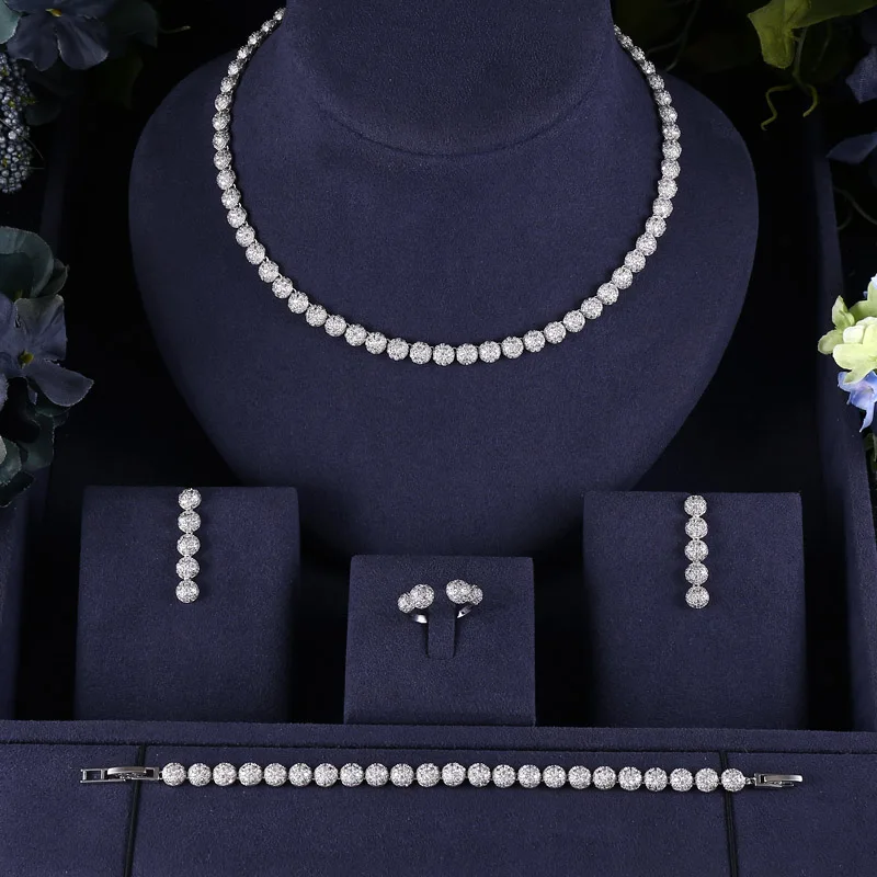 Janekelly Нигерия СВАДЕБНЫЙ Цирконий для женщин вечерние ринка роскошное Ожерелье