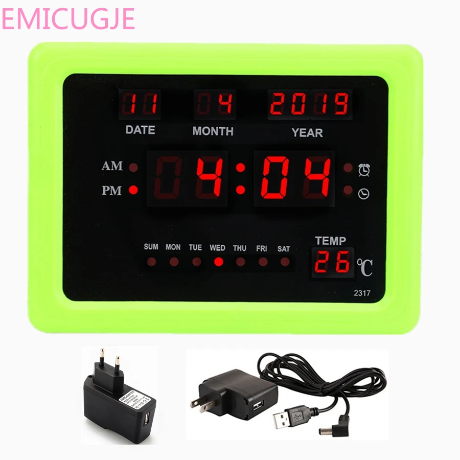 Русский Настольный светодиодный цифровые часы с календарем современный дизайн