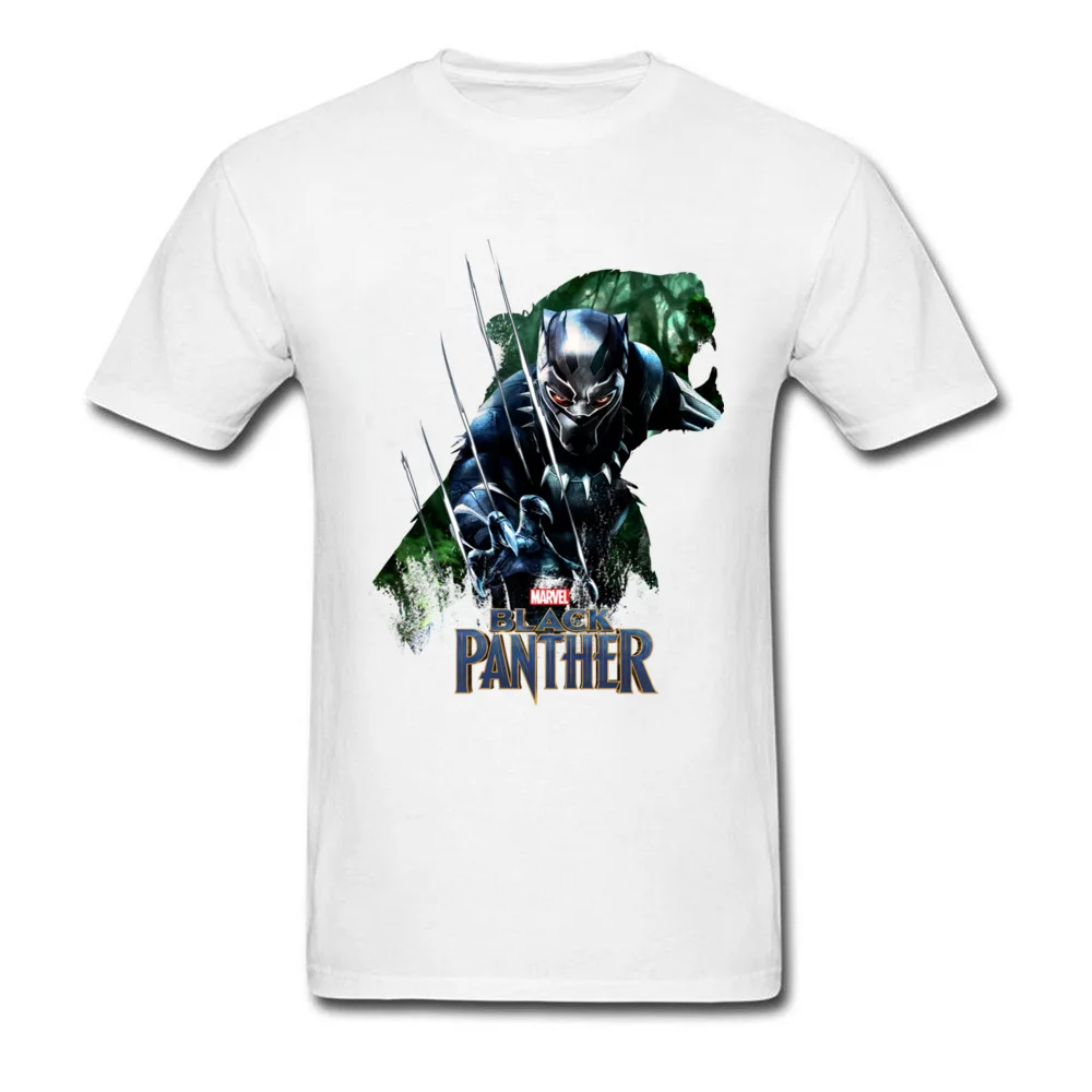 2018 Newest Marvel T Shirt Black Panther Silhouette Avengers Tees Men's Funny Cool Game Movie Tshirt For Guys White |