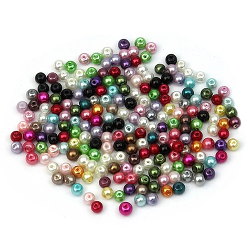 

500pcs Mixed Colour Round Glass Pearl Loose Beads 4mm Spacer Fit Jewelry Craft (Size: 4mm by 0.9mm)